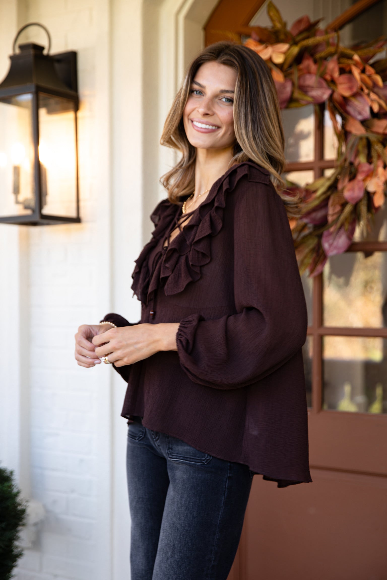 Jump At The Chance Brown Blouse