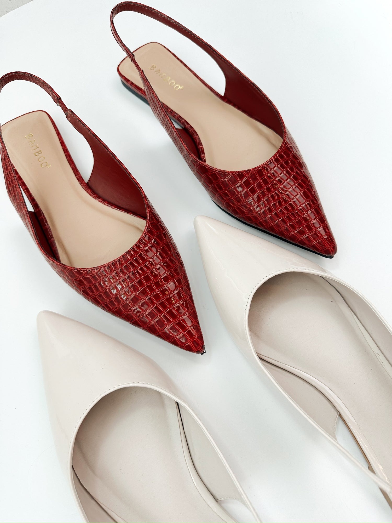 flat lay image of cute pointed toe flats for fall