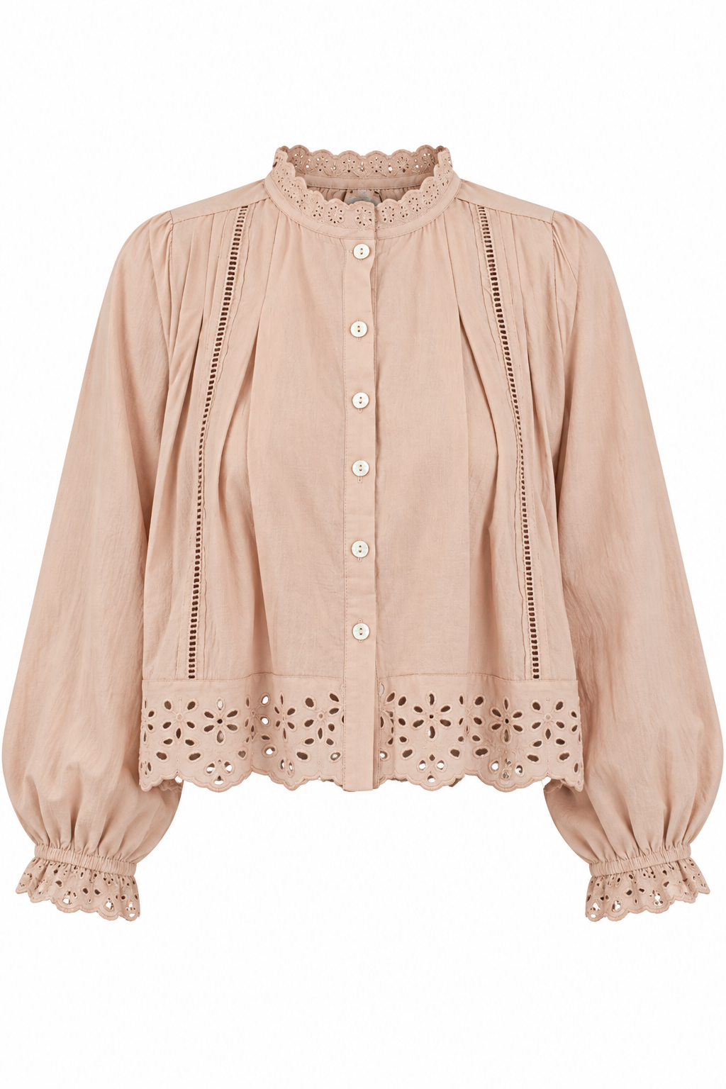 Latte Letters Taupe Eyelet Blouse