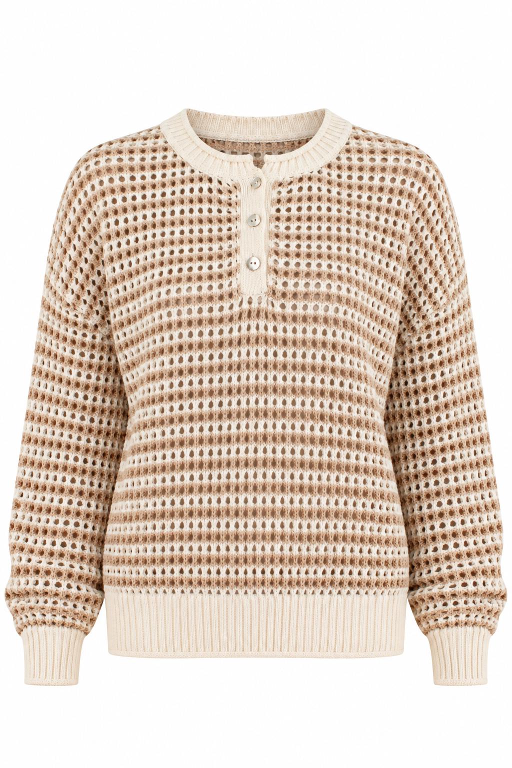 Cozy Conversation Taupe Open Knit Sweater