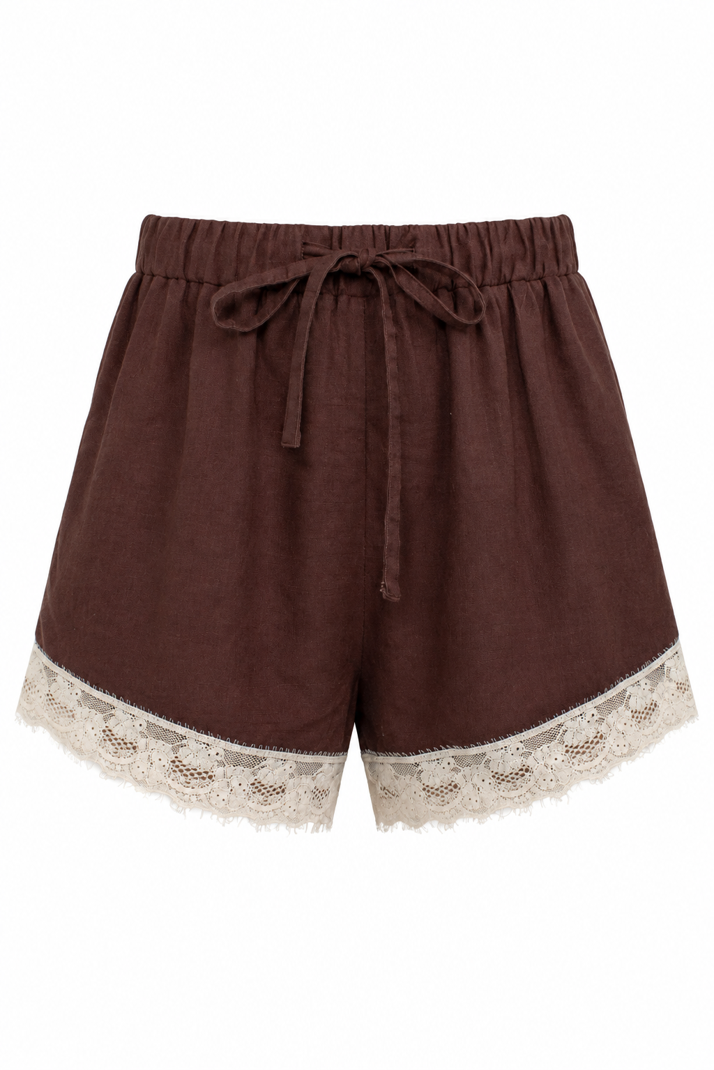 After Hours Brown Lace Trim Shorts