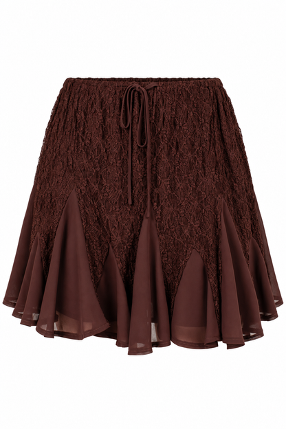 Autumn Spell Brown Lace Mini Skort
