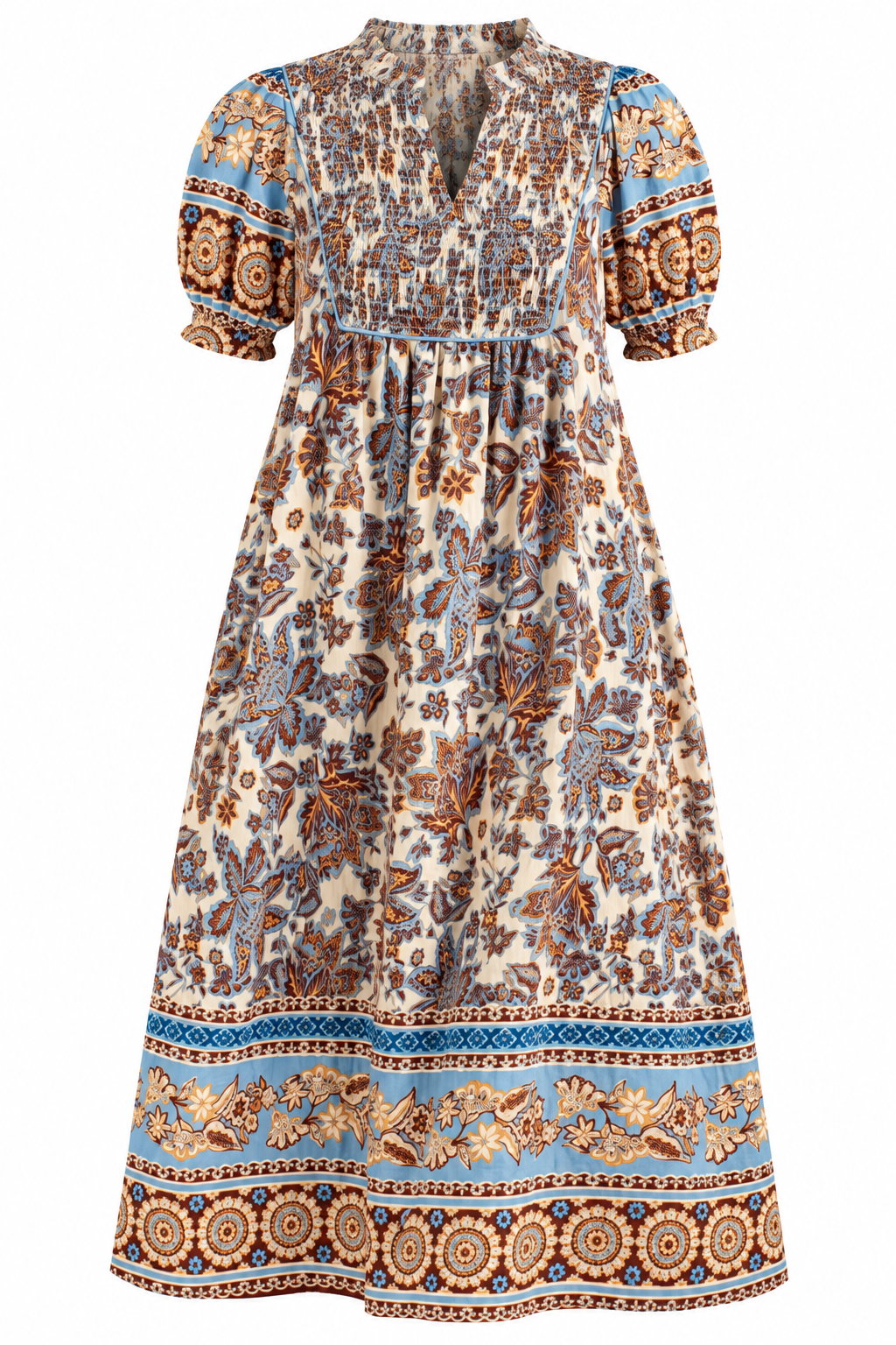 Make You Smile Blue Print Midi Dress