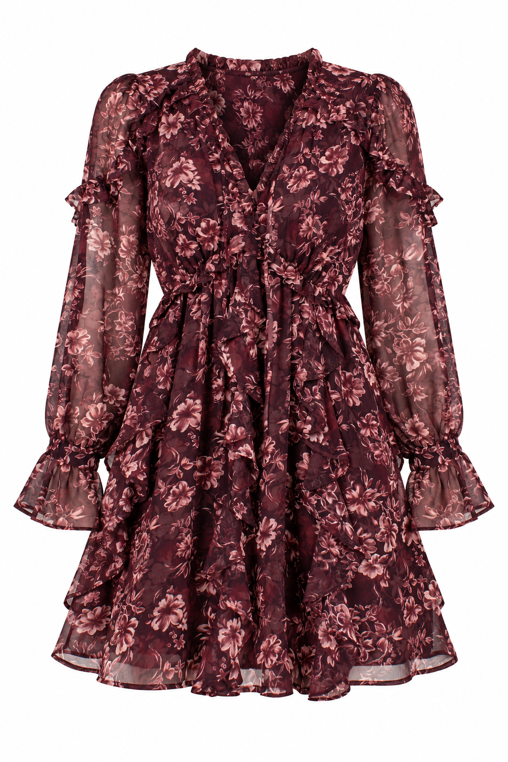 Love Every Detail Burgundy Floral Mini Dress