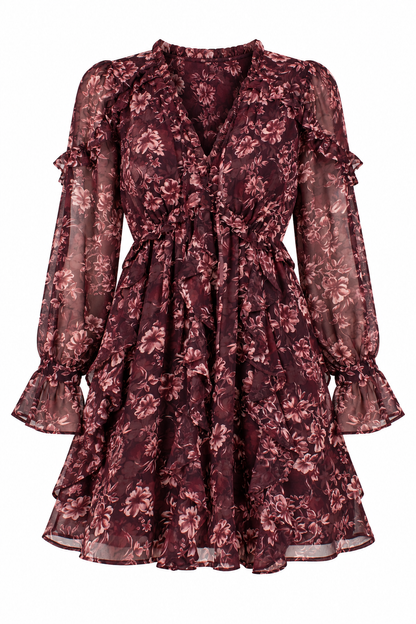 Love Every Detail Burgundy Floral Mini Dress