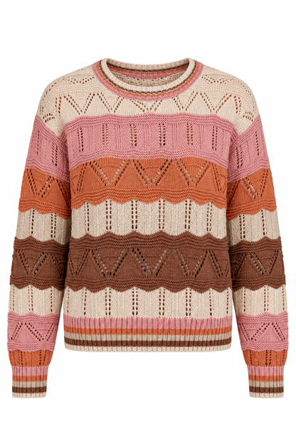 Patchwork Memories Taupe Crochet Sweater