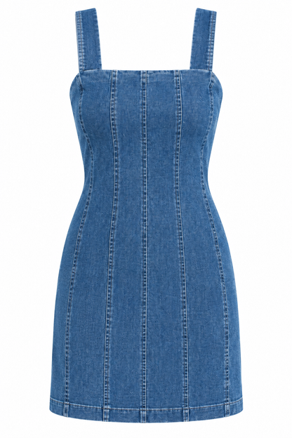 Love This Life Pleated Denim Mini Dress