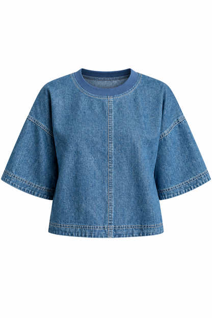Blue Hour Short Sleeve Denim Top