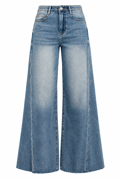 Plans In The City Wide Leg Denim Pants