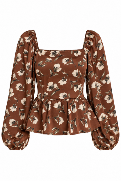 Simply Perfect Floral Mocha Blouse