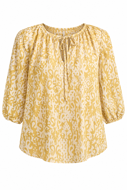 Charming Always Mustard Print Blouse