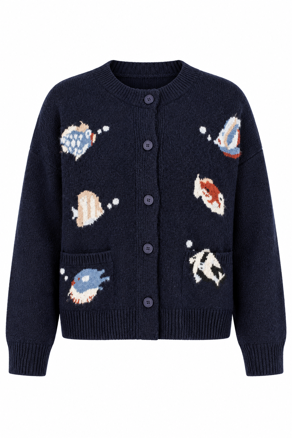 Quite The Catch Navy Fish Cardigan