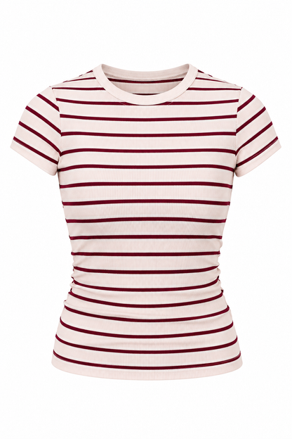 Sweet On Stripes Blush Fitted Top