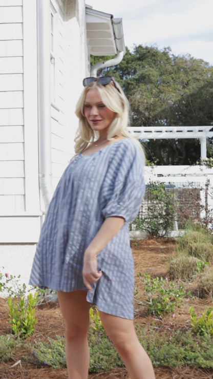 Harbor Lines Striped Denim Mini Dress