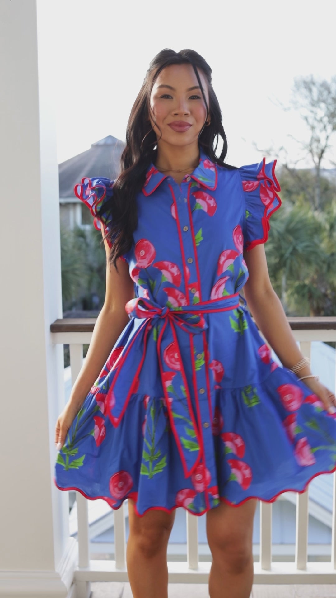 Summer Standard Blue Floral Mini Dress