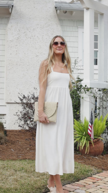 Want It All Sleeveless Off White Midi Dress