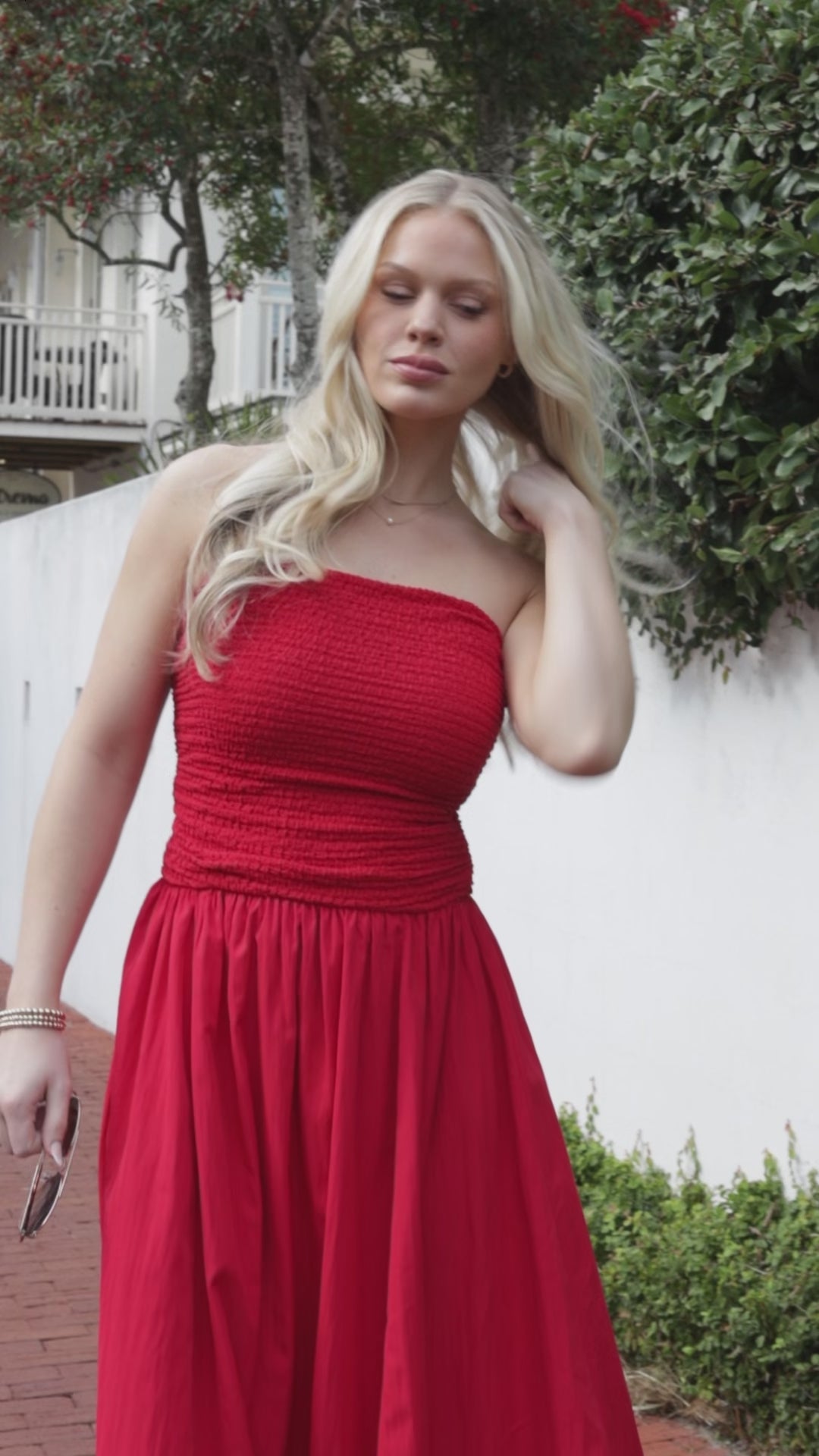 Scarlet Siren Bubble Hem Red Midi Dress