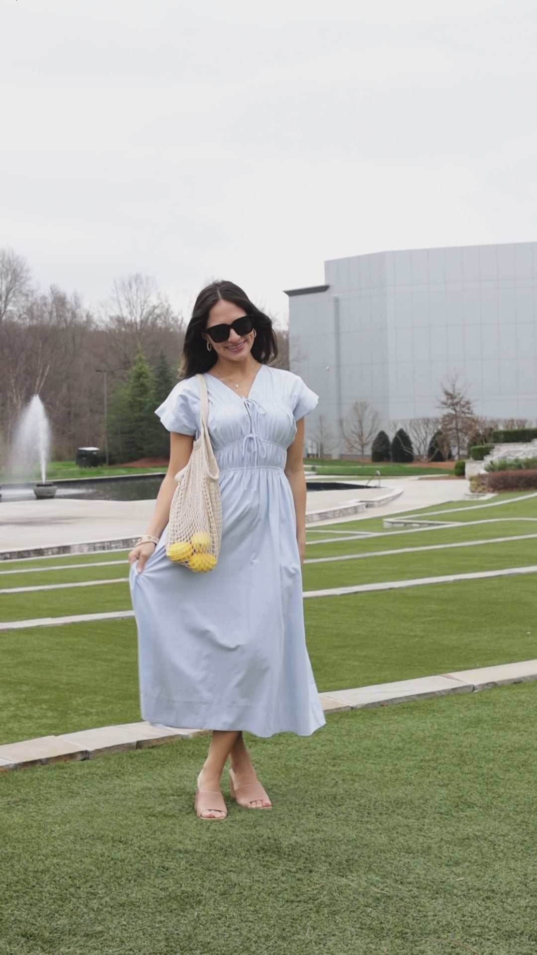 Skyline Charm Light Blue Midi Dress