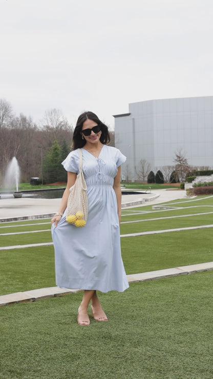 Skyline Charm Light Blue Midi Dress