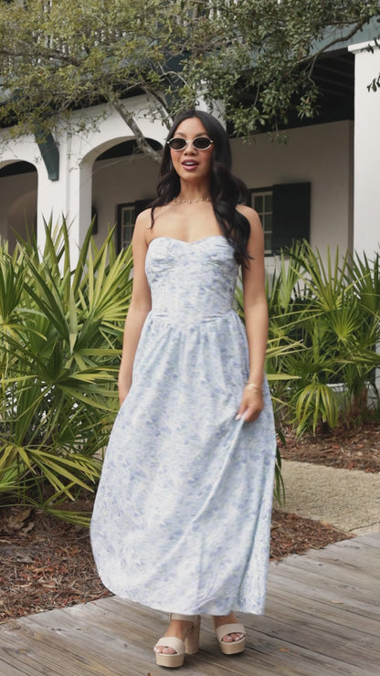 Coastal Heirloom Blue Floral Maxi Dress