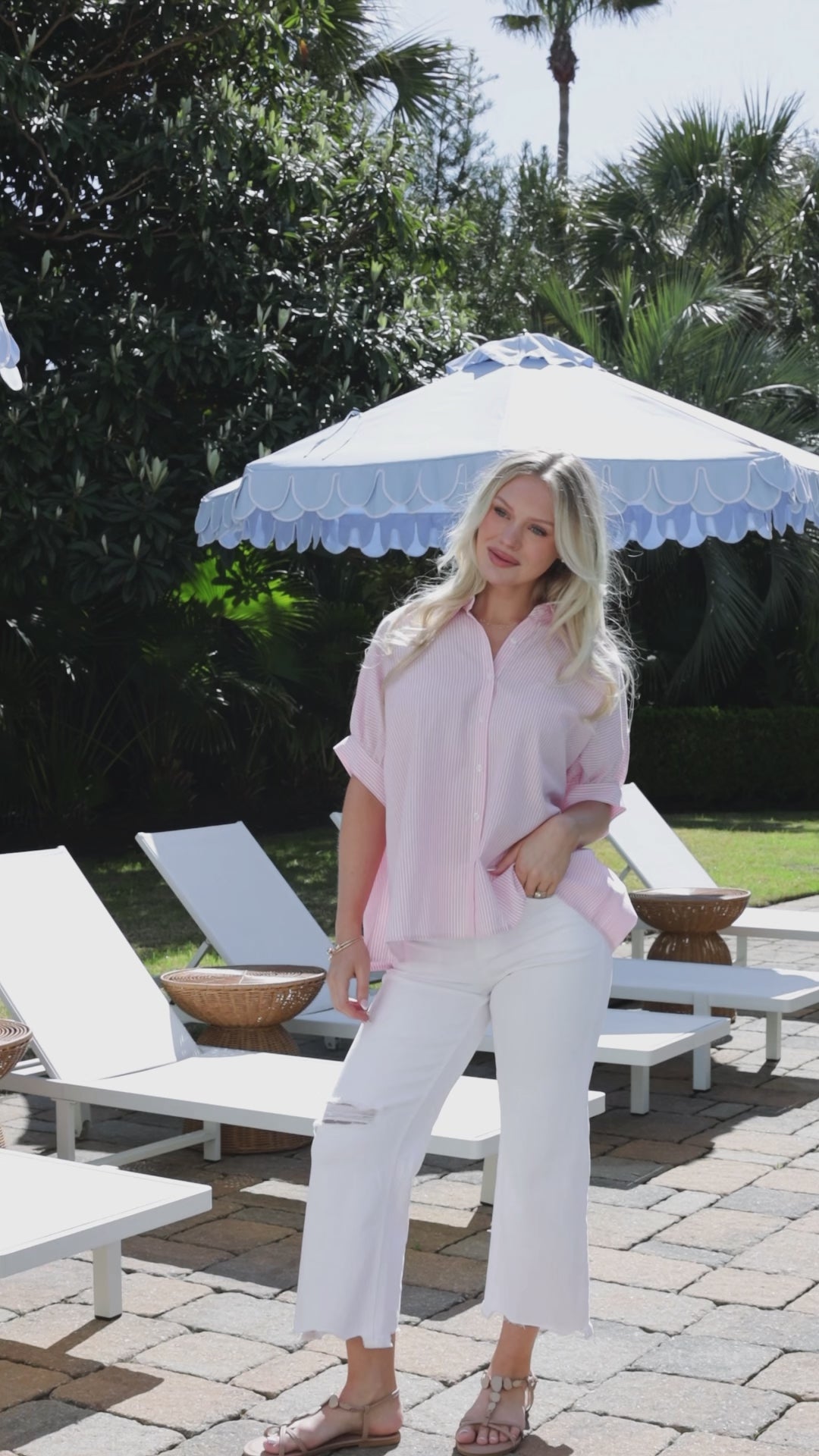 Pink Harbor Stripe Button Up Top - DU Deal