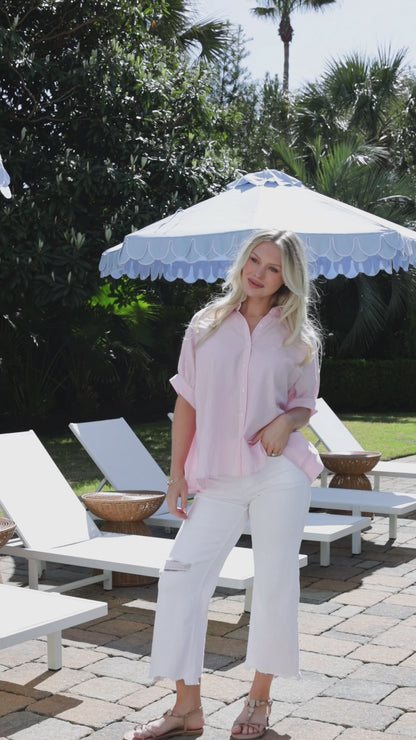 Pink Harbor Stripe Button Up Top - DU Deal