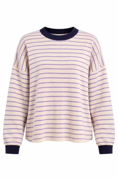 Everyday Gathering Striped Cream Knit Top