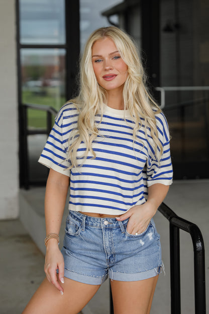 Taste Of Freedom Blue Striped Top