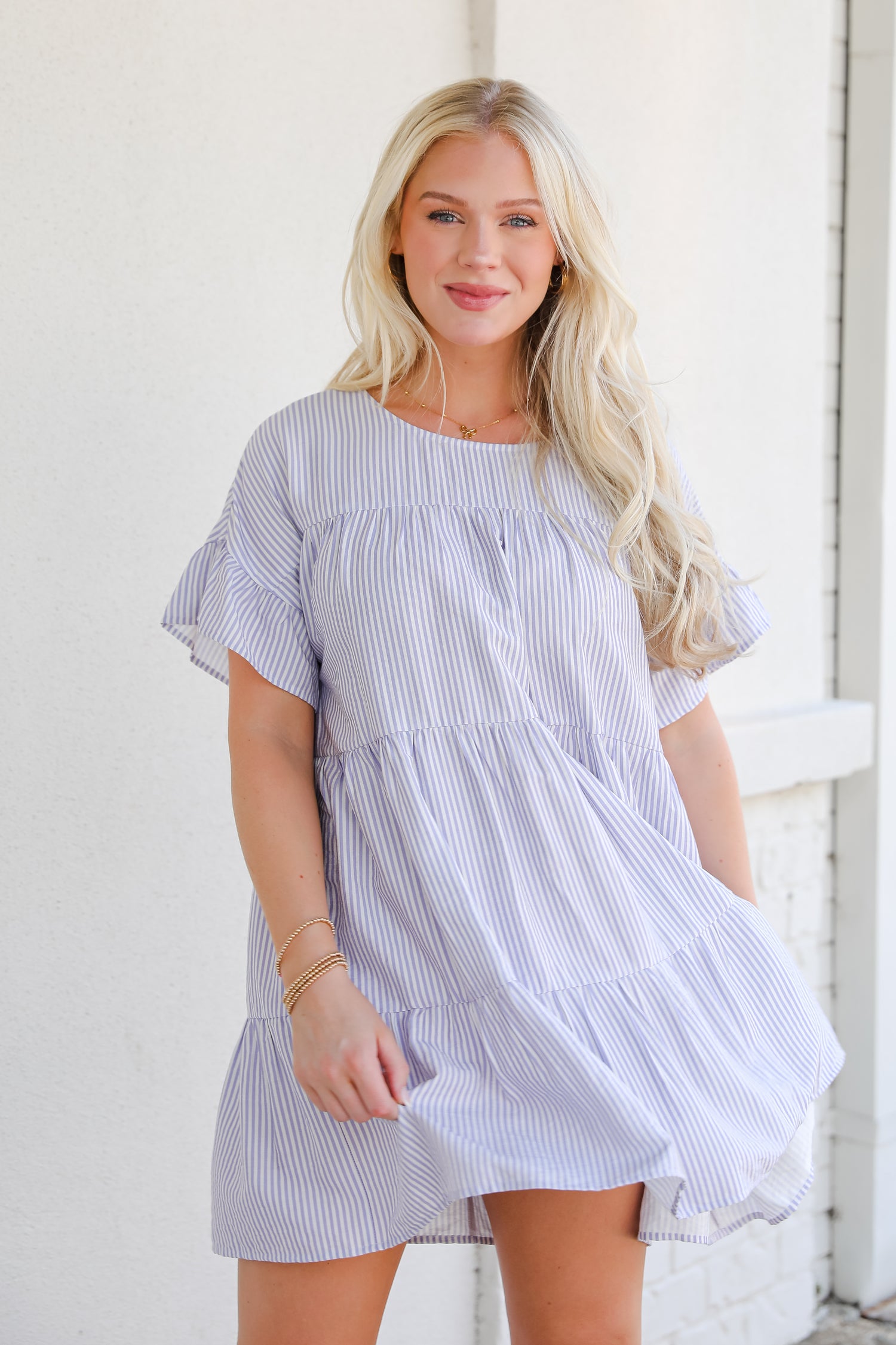 Perfect Pace Striped Tiered Mini Dress