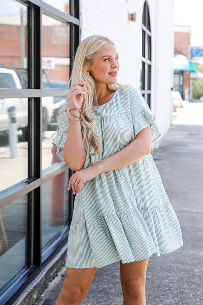Perfect Pace Striped Tiered Mini Dress