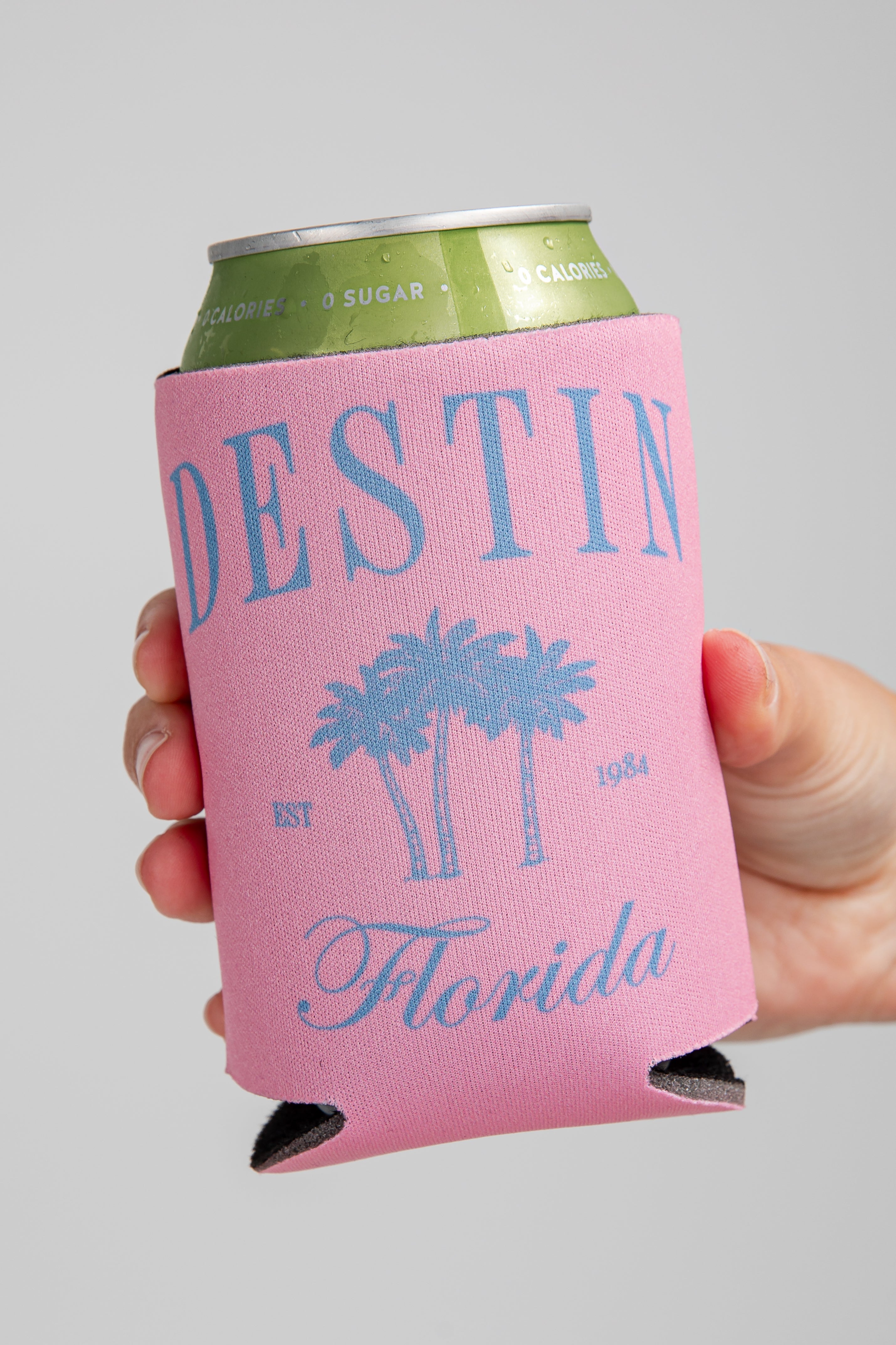 Pink can cooler with &