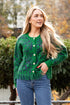 green fringe sweater