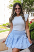Charmed Feeling Blue Gingham Tiered Mini Skirt