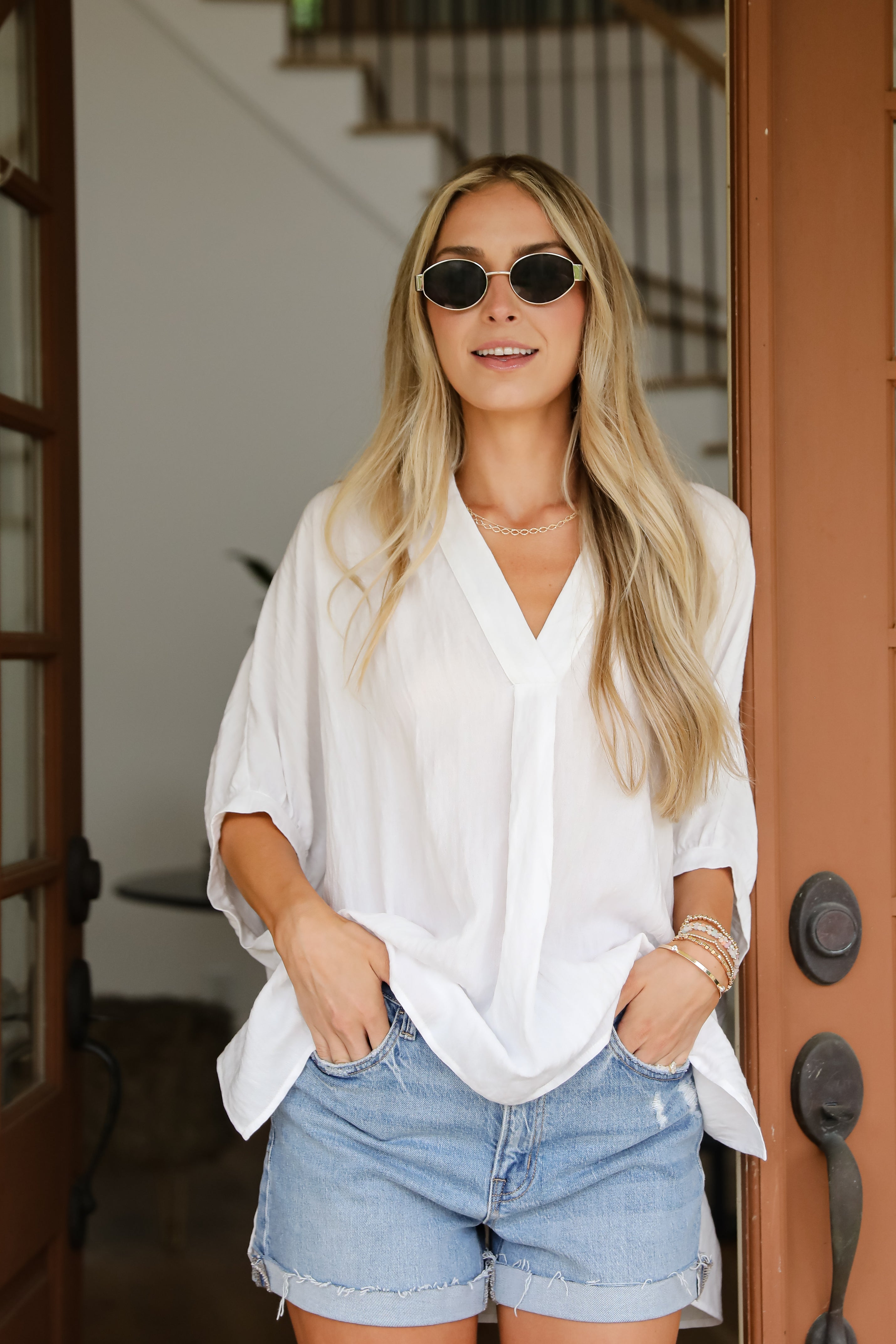 Constantly Trendy Off White Oversized Blouse