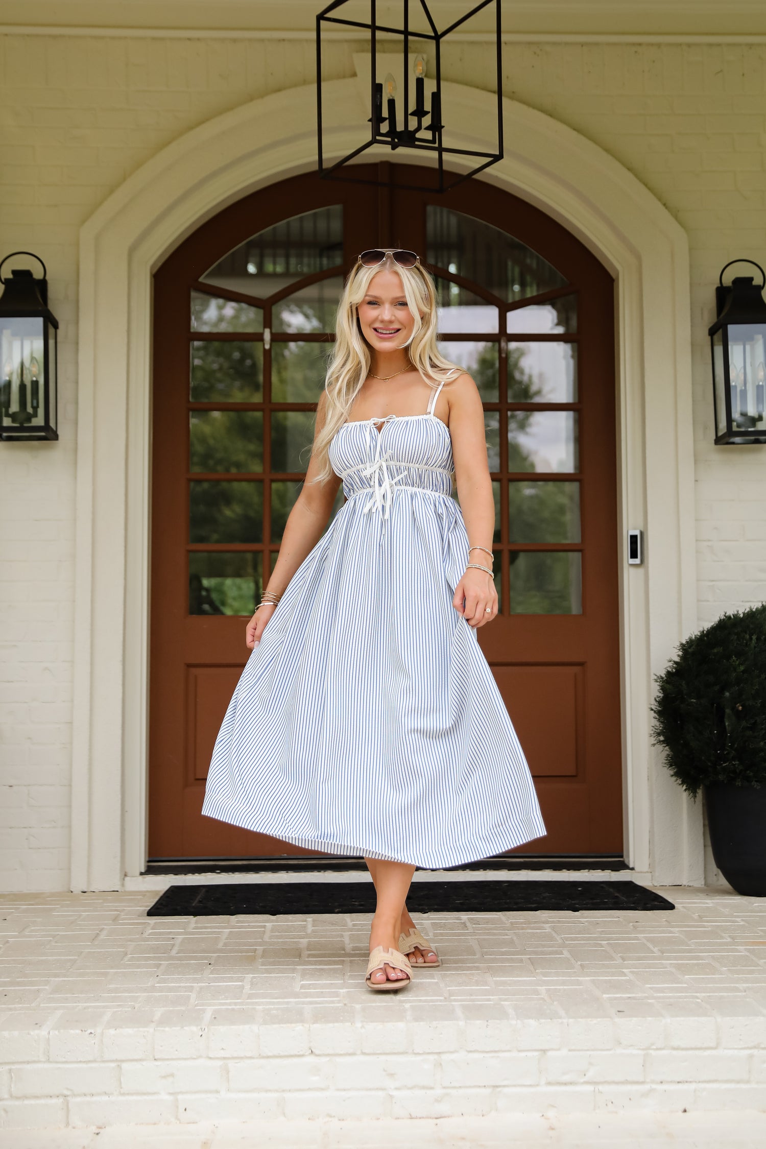 Beyond The Horizon Blue Striped Maxi Dress