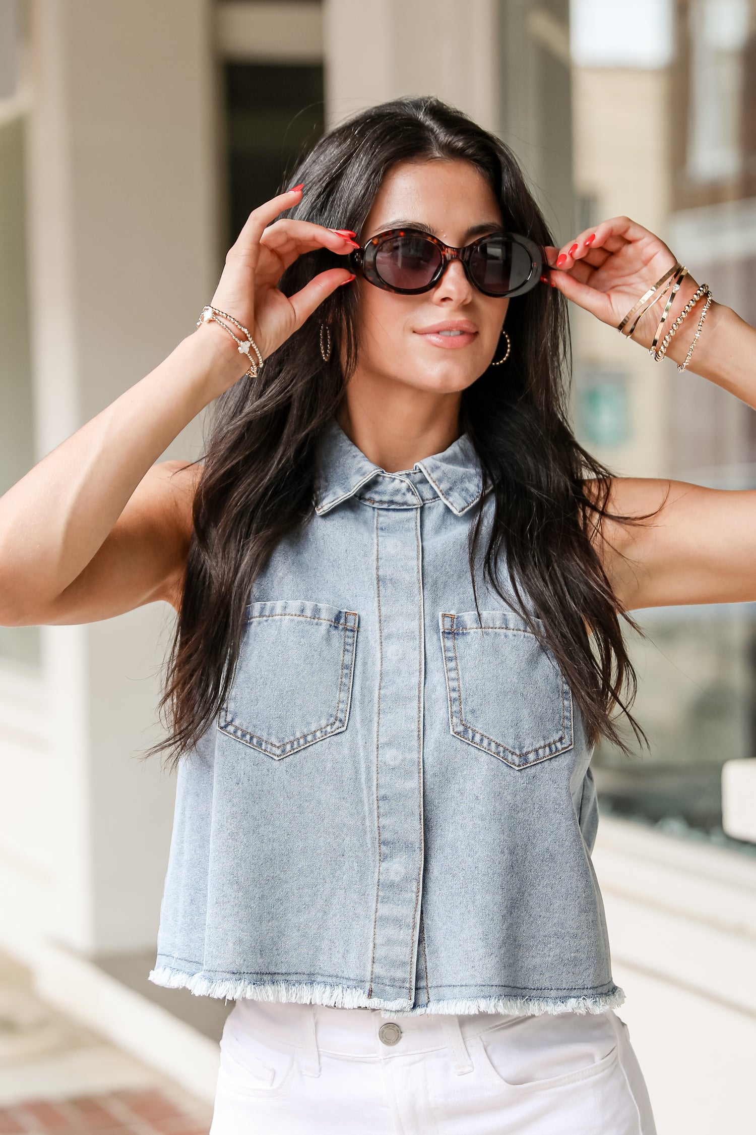 See You Out Denim Tank