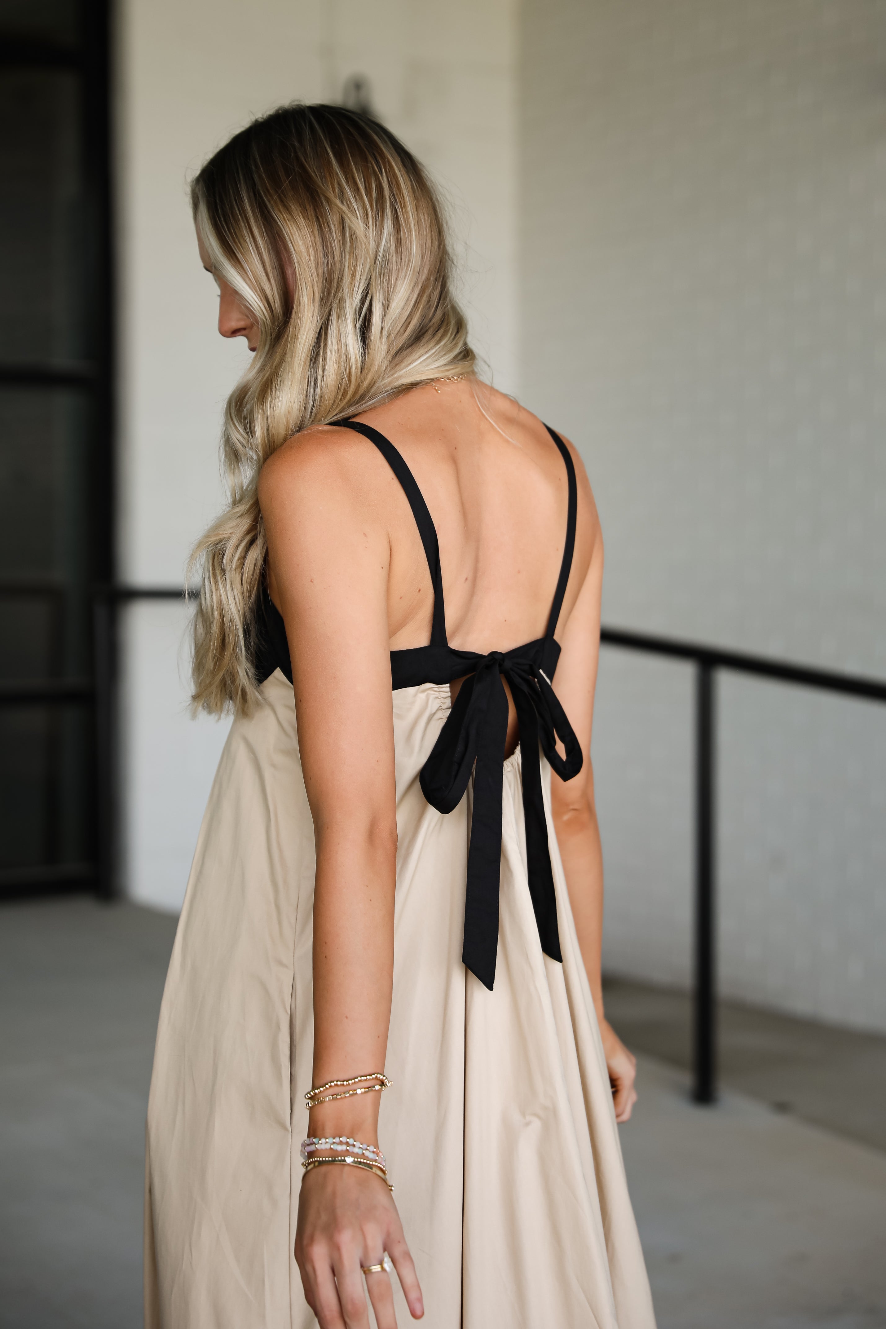 Simply Blissful Taupe Two-Tone Maxi Dress