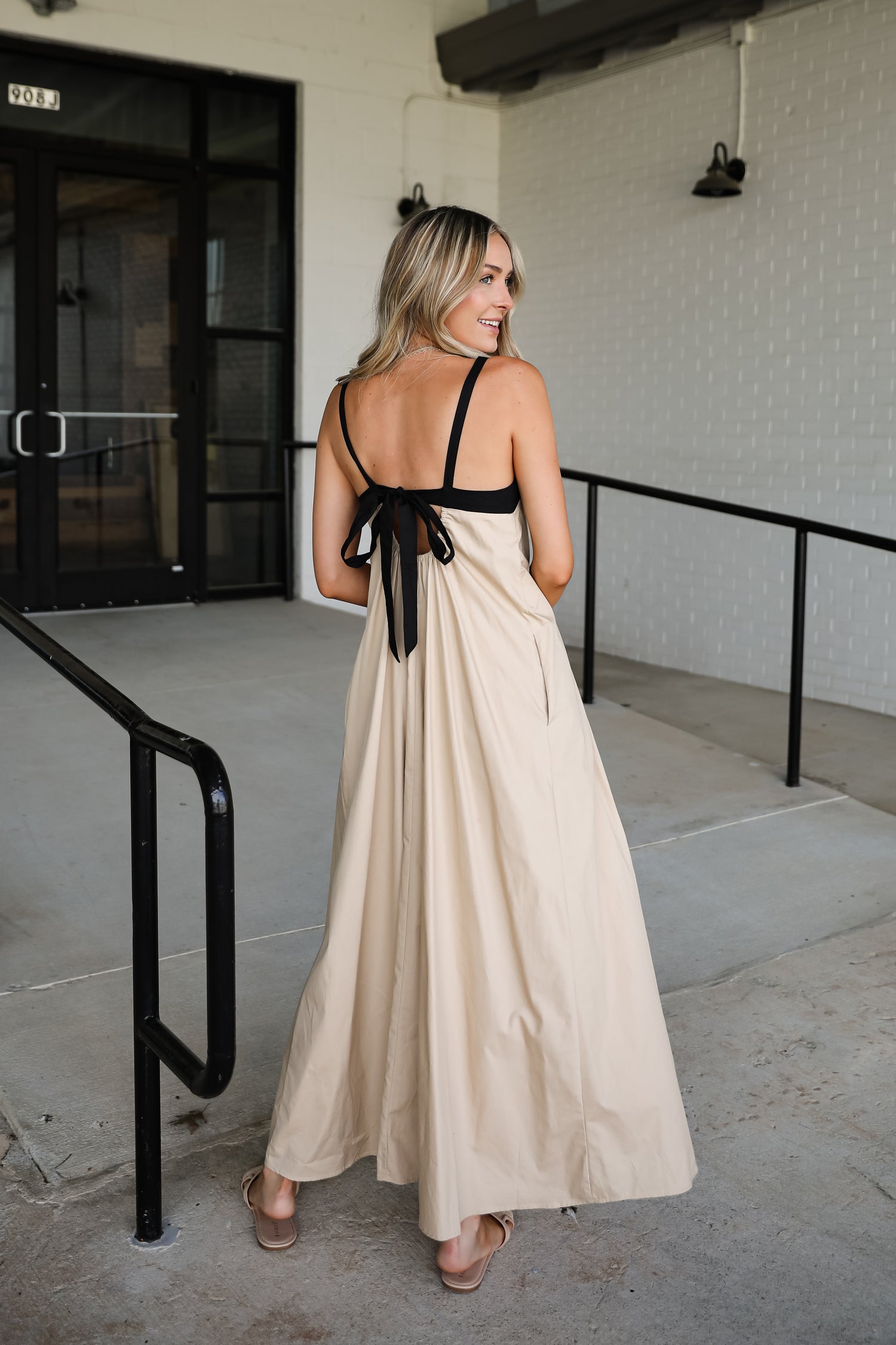Simply Blissful Taupe Two-Tone Maxi Dress