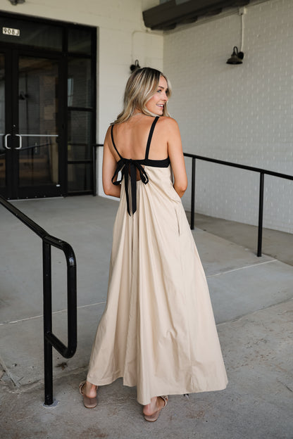 Simply Blissful Taupe Two-Tone Maxi Dress