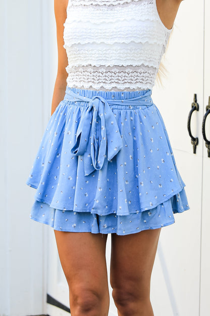 Something So New Blue Floral Skort
