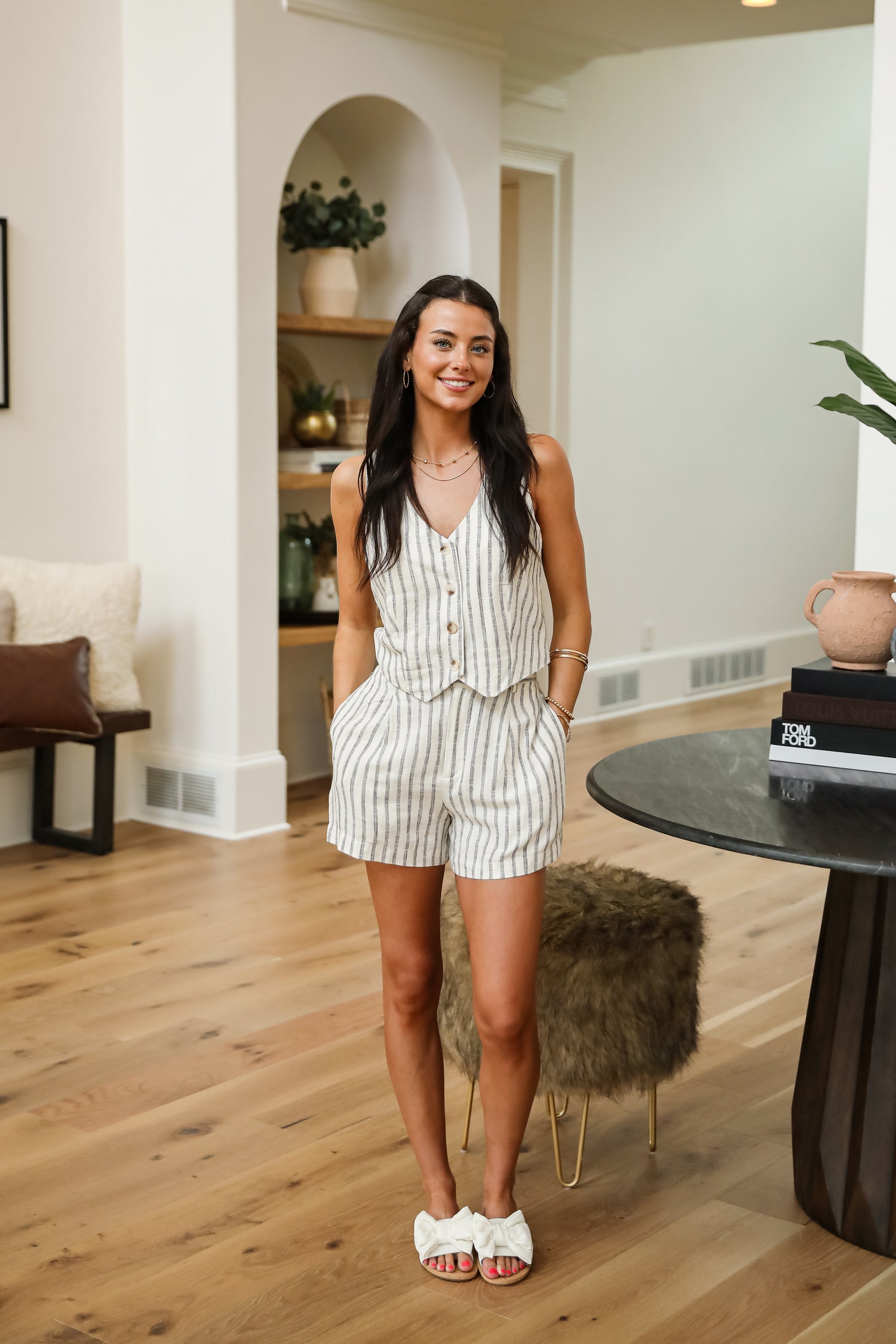 Catching Compliments Ivory Striped Vest