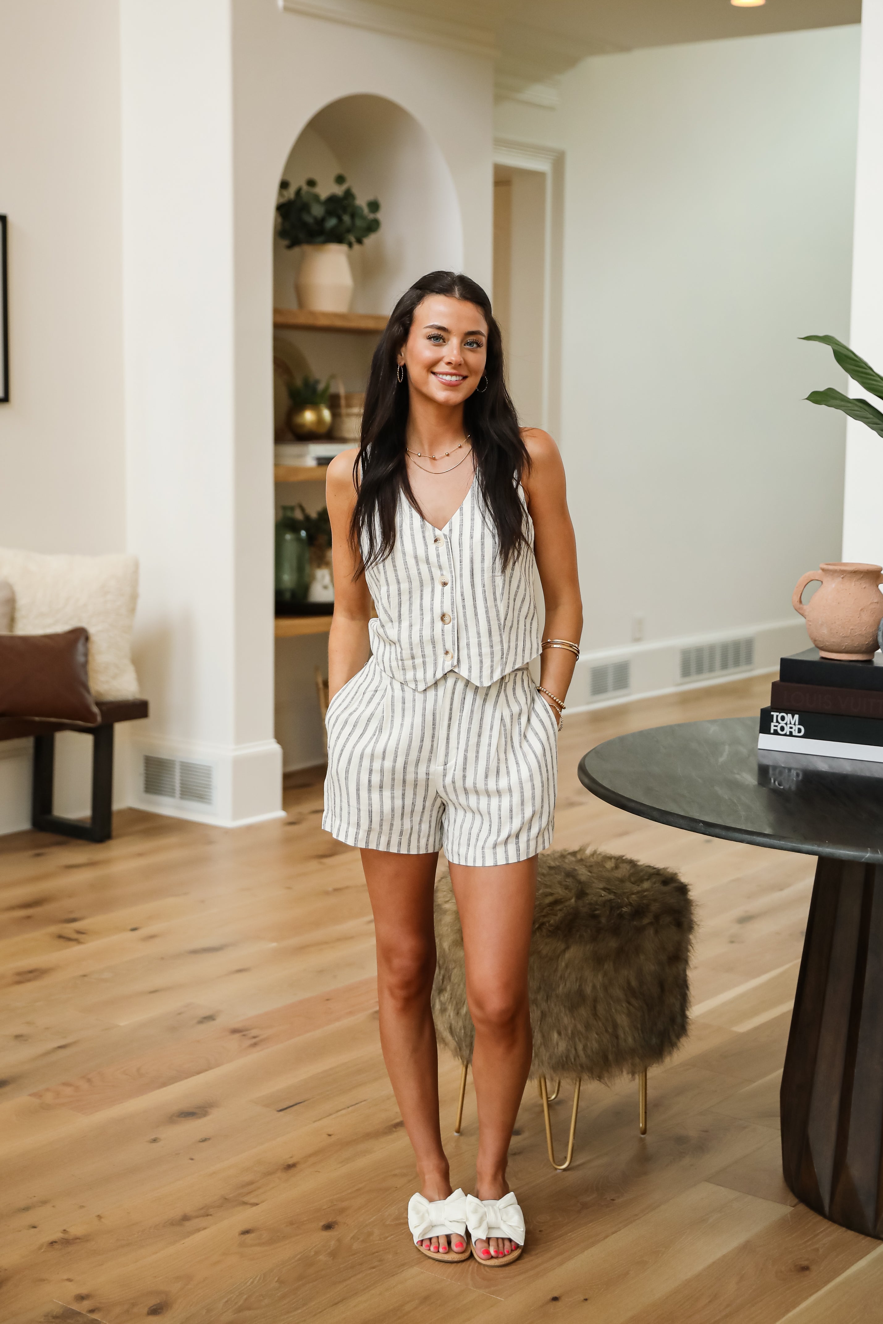 Catching Compliments Ivory Striped Vest