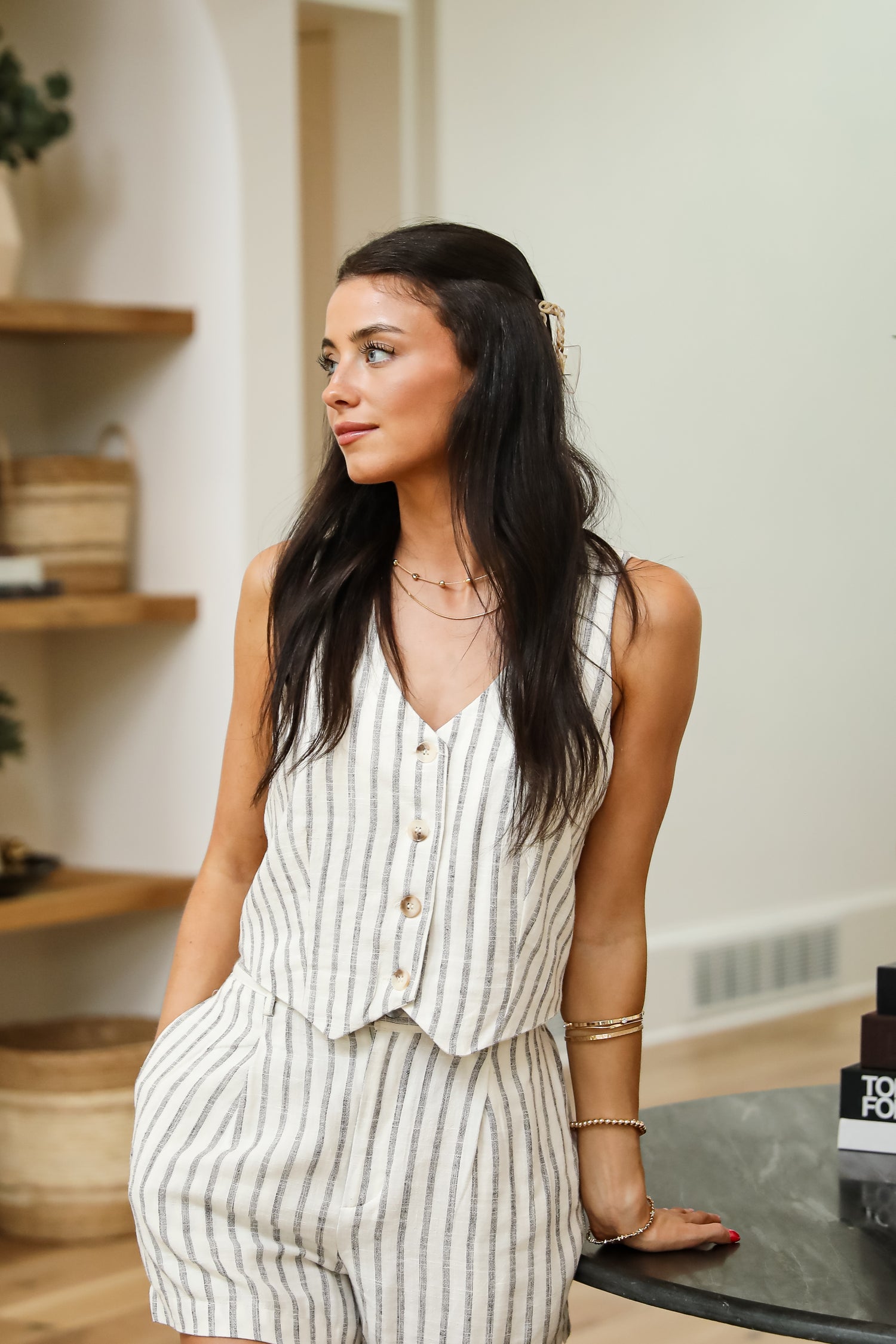 Catching Compliments Ivory Striped Vest
