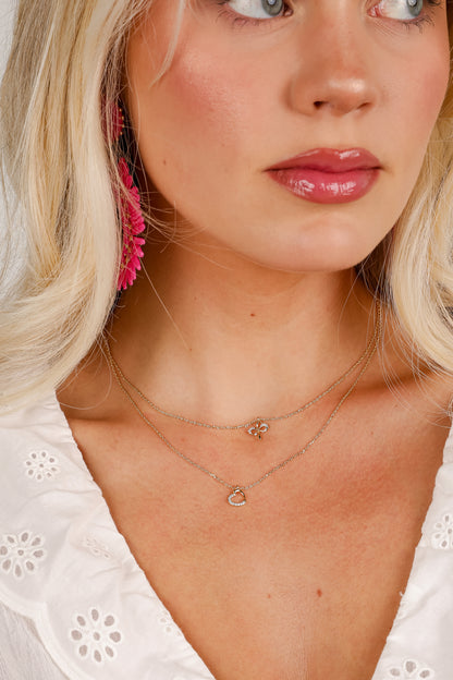 Monica Gold Heart Charm Layered Necklace