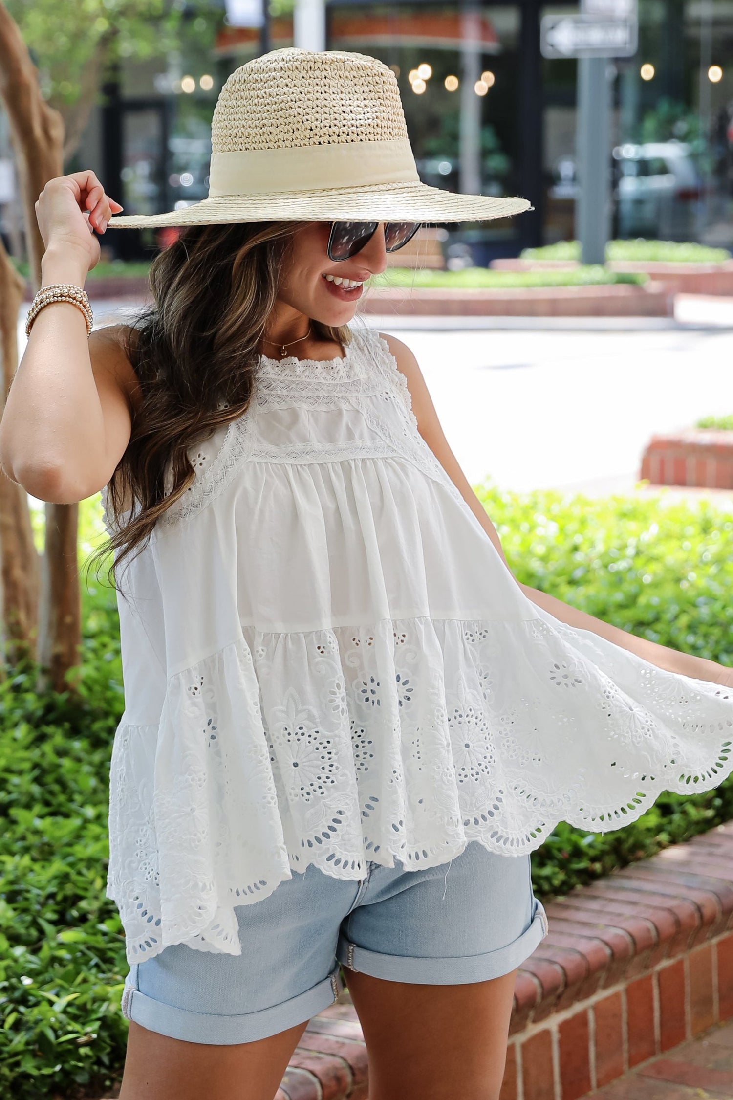 On Your Heart Off White Eyelet Lace Tank
