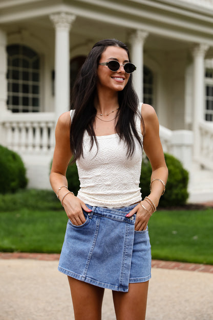 Flirty Bliss Flower Knit Tank