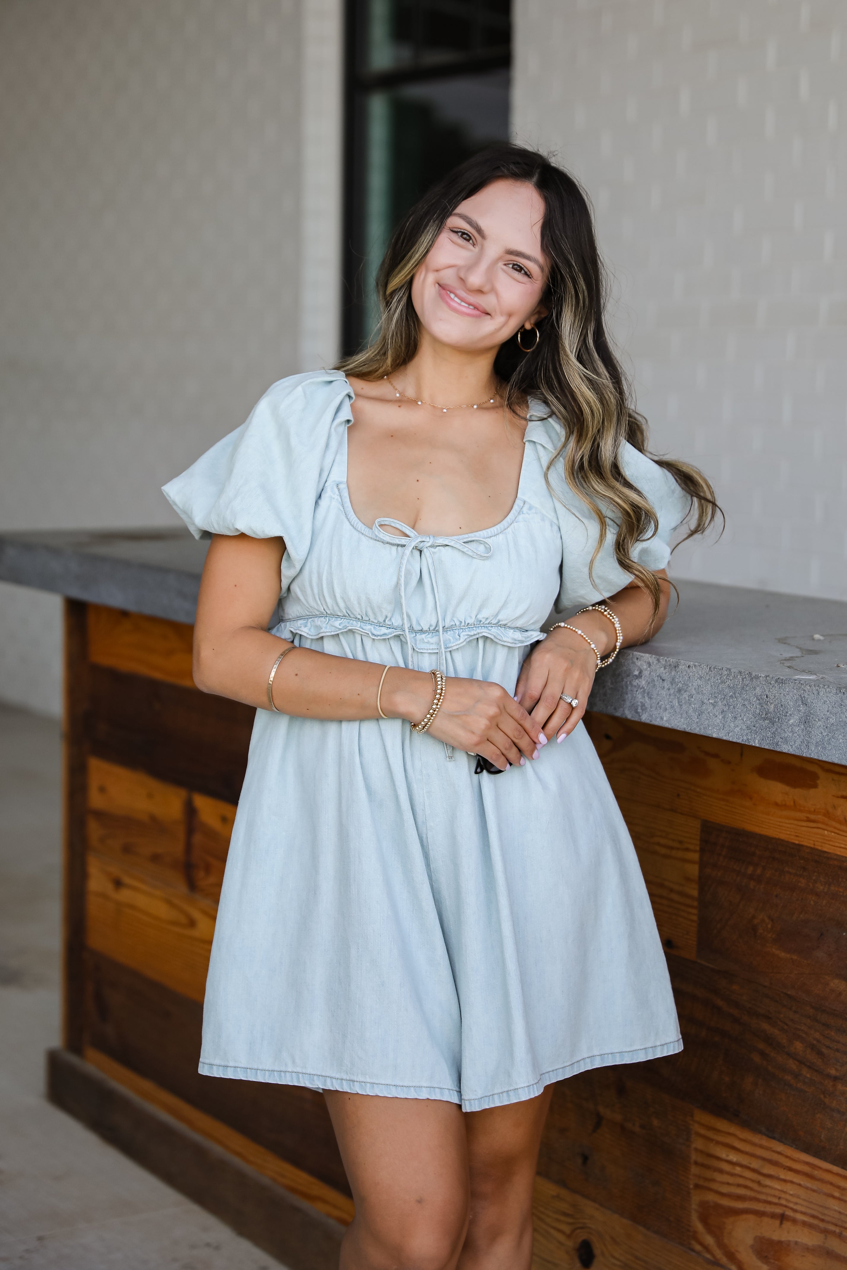 Be Yourself Light Wash Denim Romper