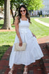 Strong Impressions White Smocked Tiered Maxi Dress