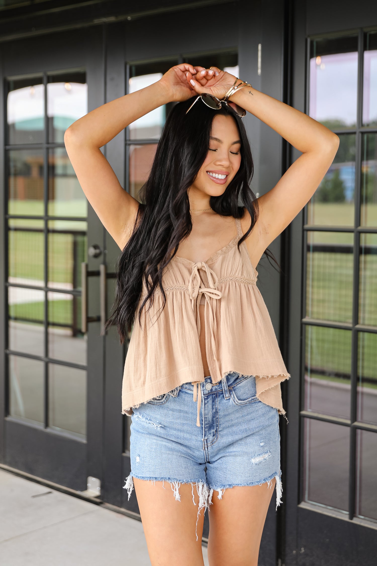 Conceptually Chic Taupe Linen Tank