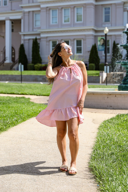 Love Opens Doors Seersucker Mini Dress